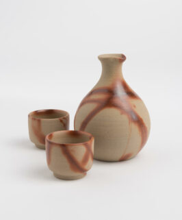 Bizen Hidasugi Sake Set (1 Tokkuri & 2 Choko)